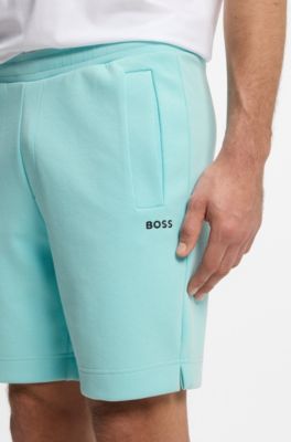 Logo-embroidered shorts in cotton-blend piqu&eacute; jersey, Light Blue