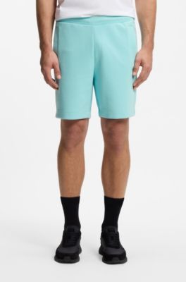 Logo-embroidered shorts in cotton-blend piqu&eacute; jersey, Light Blue