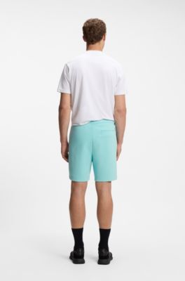 Logo-embroidered shorts in cotton-blend piqu&eacute; jersey, Light Blue