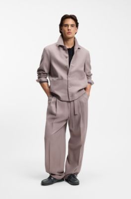 Leather boat shoes with lacing detail, Black