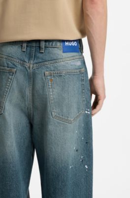 Loose-fit jeans in heavyweight cotton denim, Blue