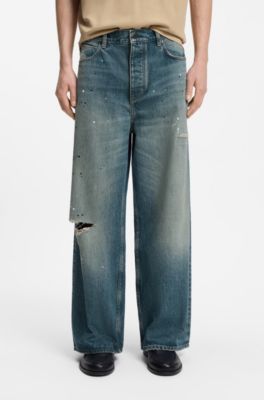 Loose-fit jeans in heavyweight cotton denim, Blue