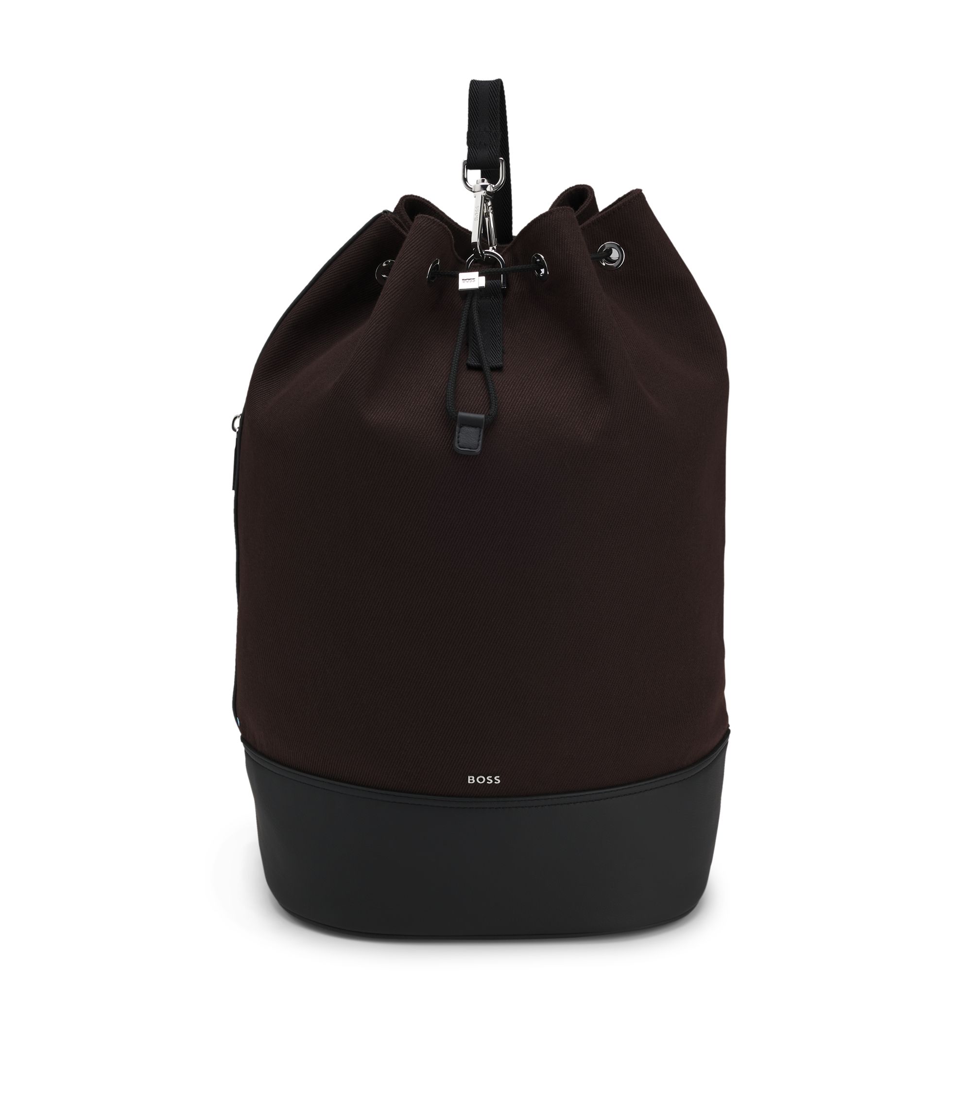 Canvas-Beuteltasche mit Besätzen in Leder-Optik