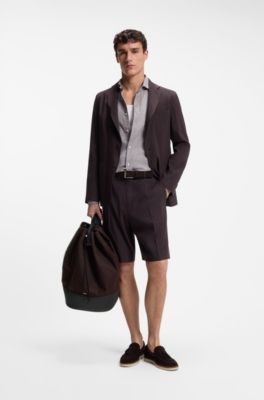 Canvas bucket bag with faux-leather trims, Dark Brown