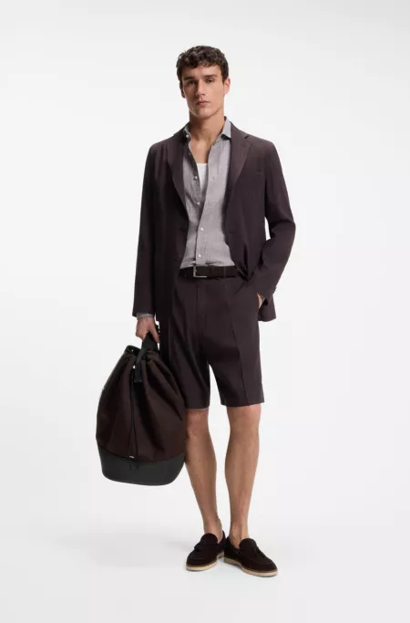 Canvas bucket bag with faux-leather trims