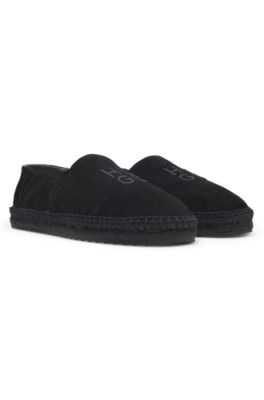 Suede espadrilles with stacked logo, Black