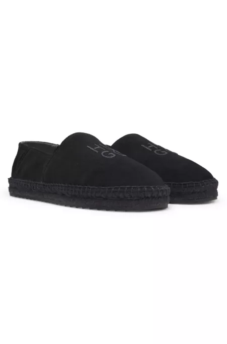 Suede espadrilles with stacked logo