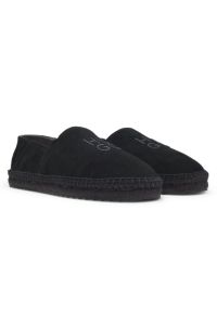 Suede espadrilles with stacked logo, Black