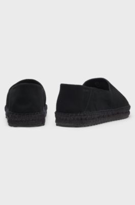 Suede espadrilles with stacked logo, Black