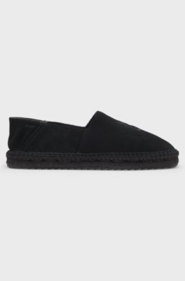 Suede espadrilles with stacked logo, Black