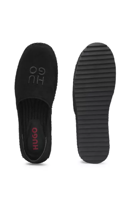 Suede espadrilles with stacked logo