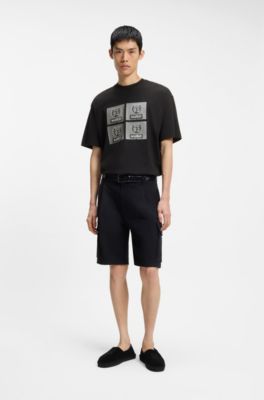 Suede espadrilles with stacked logo, Black
