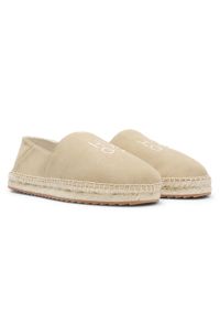 Suede espadrilles with stacked logo, Light Beige