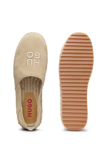 Suede espadrilles with stacked logo