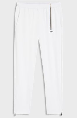 Active tracksuit bottoms in thermoregulating stretch gabardine, White