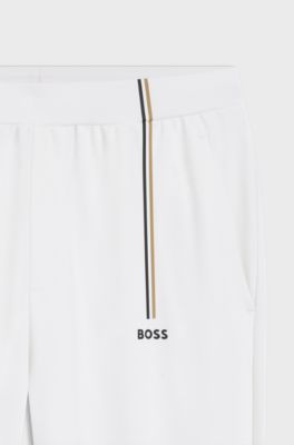 Active tracksuit bottoms in thermoregulating stretch gabardine, White