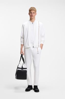 Active tracksuit bottoms in thermoregulating stretch gabardine, White