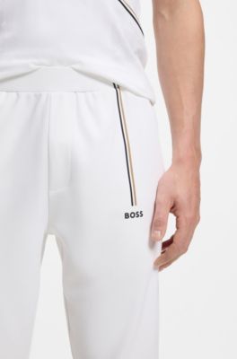 Active tracksuit bottoms in thermoregulating stretch gabardine, White