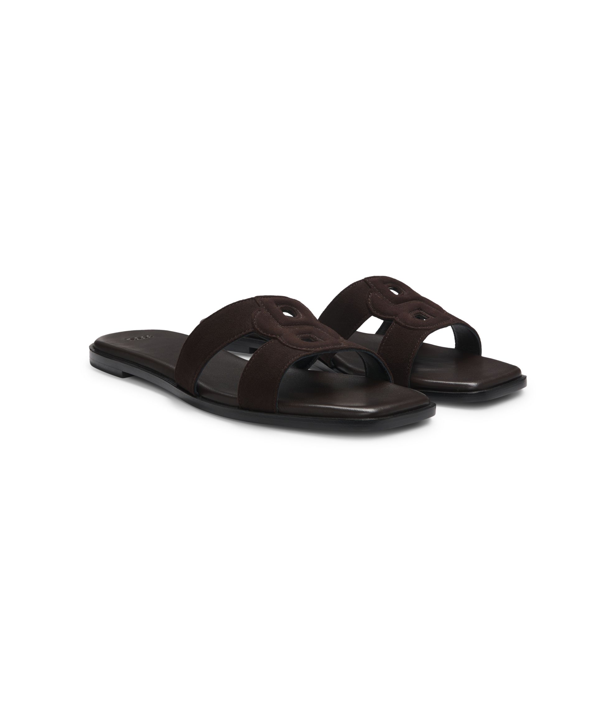 Slides aus Veloursleder mit gesticktem Double-B-Monogramm