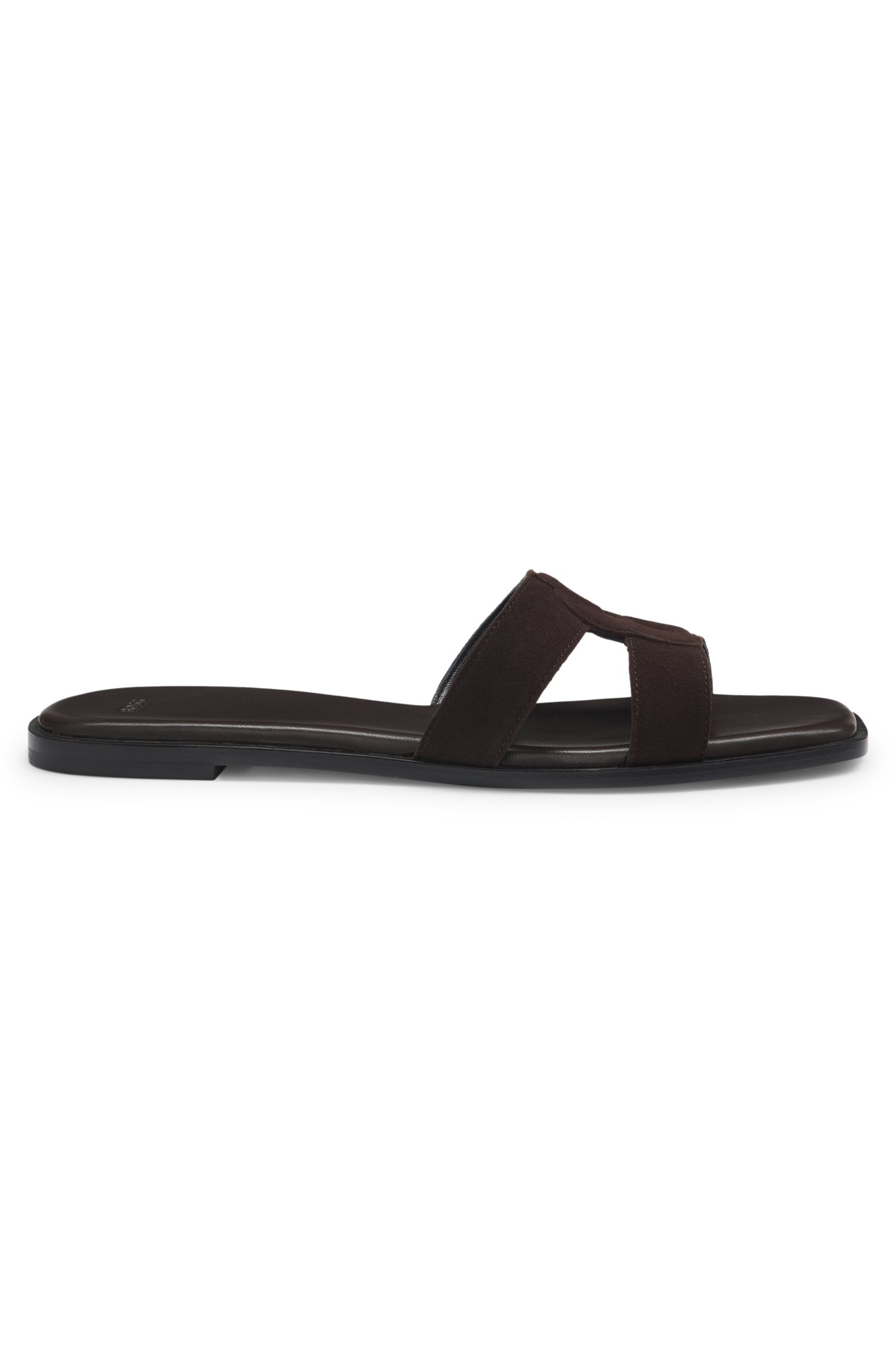 Boss Suede slides with stitched Double B monogram sandaler dam – bild 3
