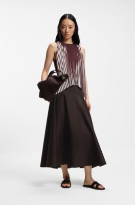 Slides aus Veloursleder mit gesticktem Double-B-Monogramm, Dunkelbraun