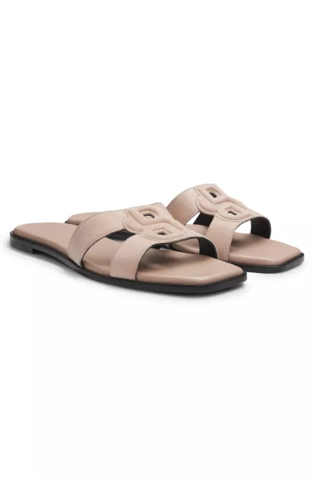 Suede slides with stitched Double B monogram