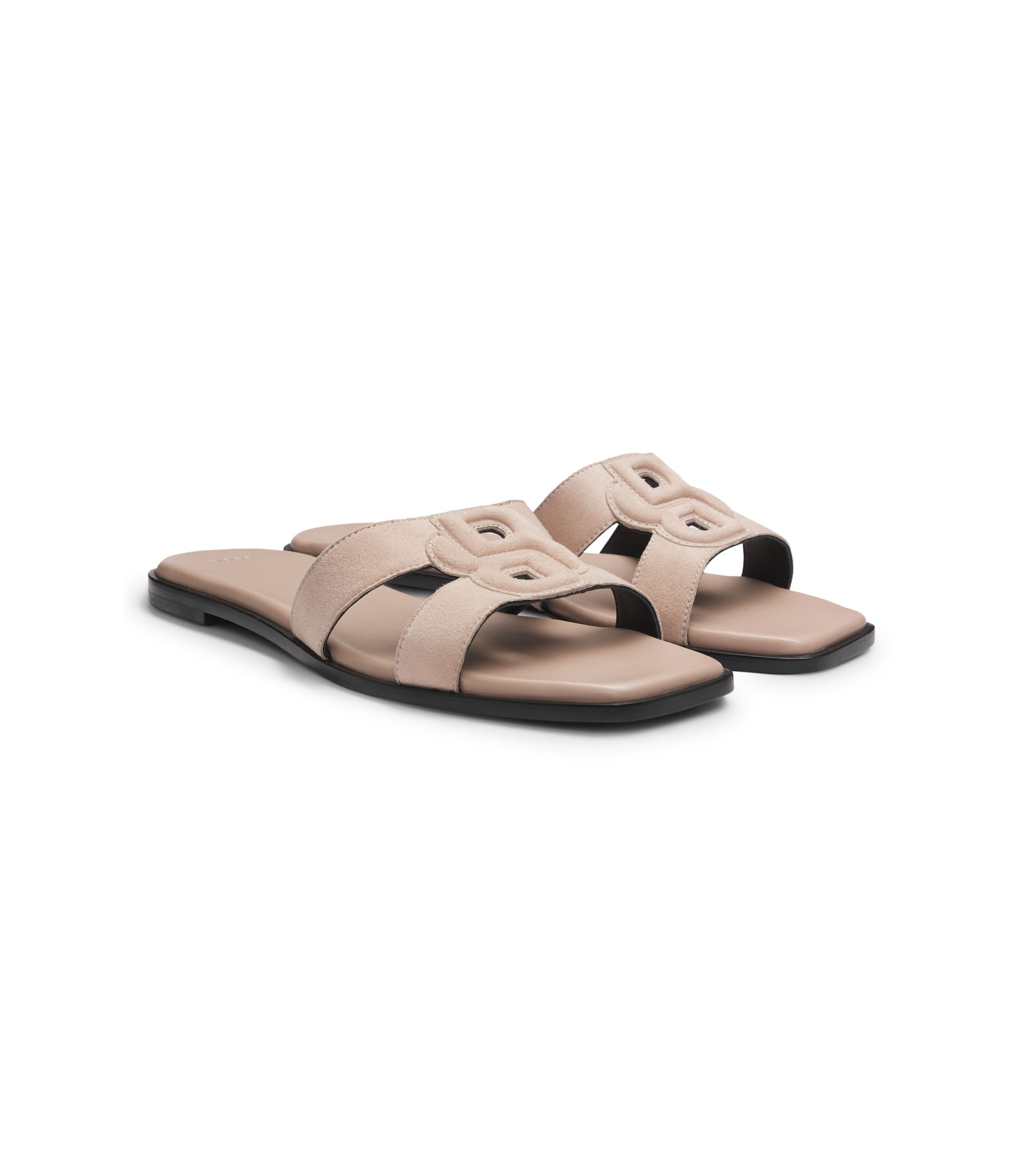 Slides aus Veloursleder mit gesticktem Double-B-Monogramm