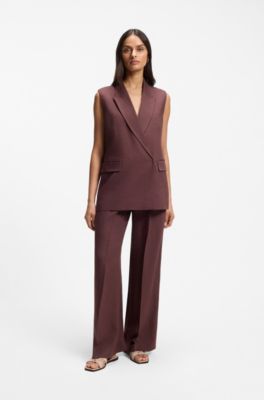 Suede slides with stitched Double B monogram, light pink