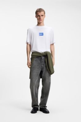 Baggy-fit black jeans with carpenter details, Grey