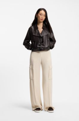 Suede lace-up trainers with Double B monogram, Dark Brown