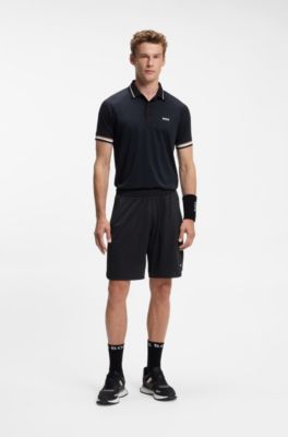 Active Short en tissu stretch avec poches en maille filet, Noir