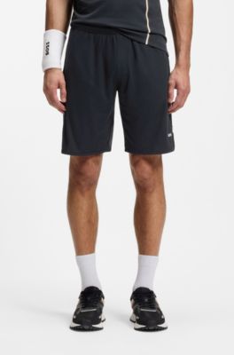 Active Short en tissu stretch avec poches en maille filet, Bleu fonc&eacute;