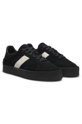 Suede trainers with side stripe, Black