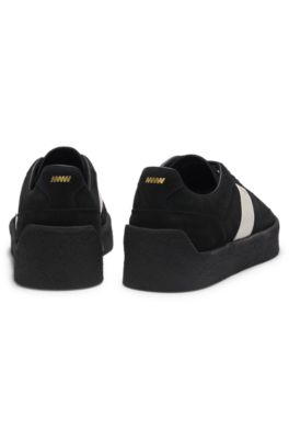 Suede trainers with side stripe, Black
