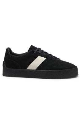 Suede trainers with side stripe, Black