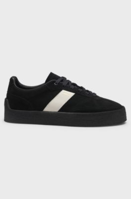 Suede trainers with side stripe, Black