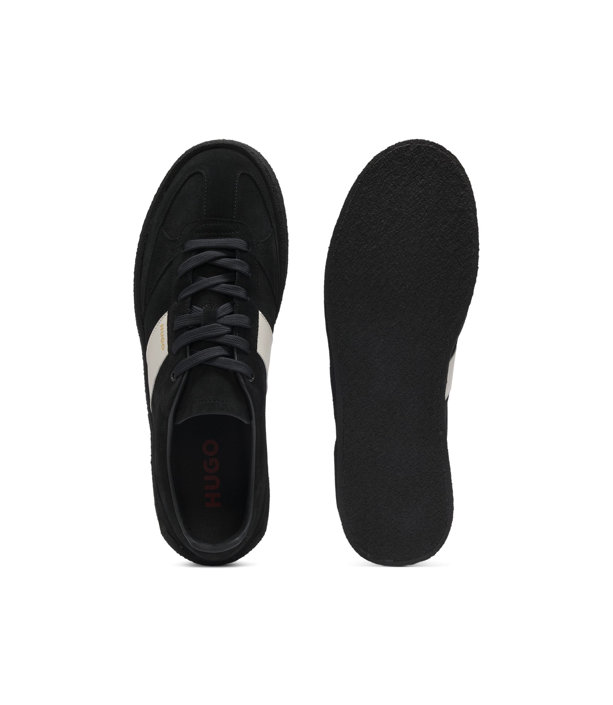 HUGO - Suede trainers with side stripe - Black
