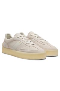 Suede trainers with side stripe, Natural
