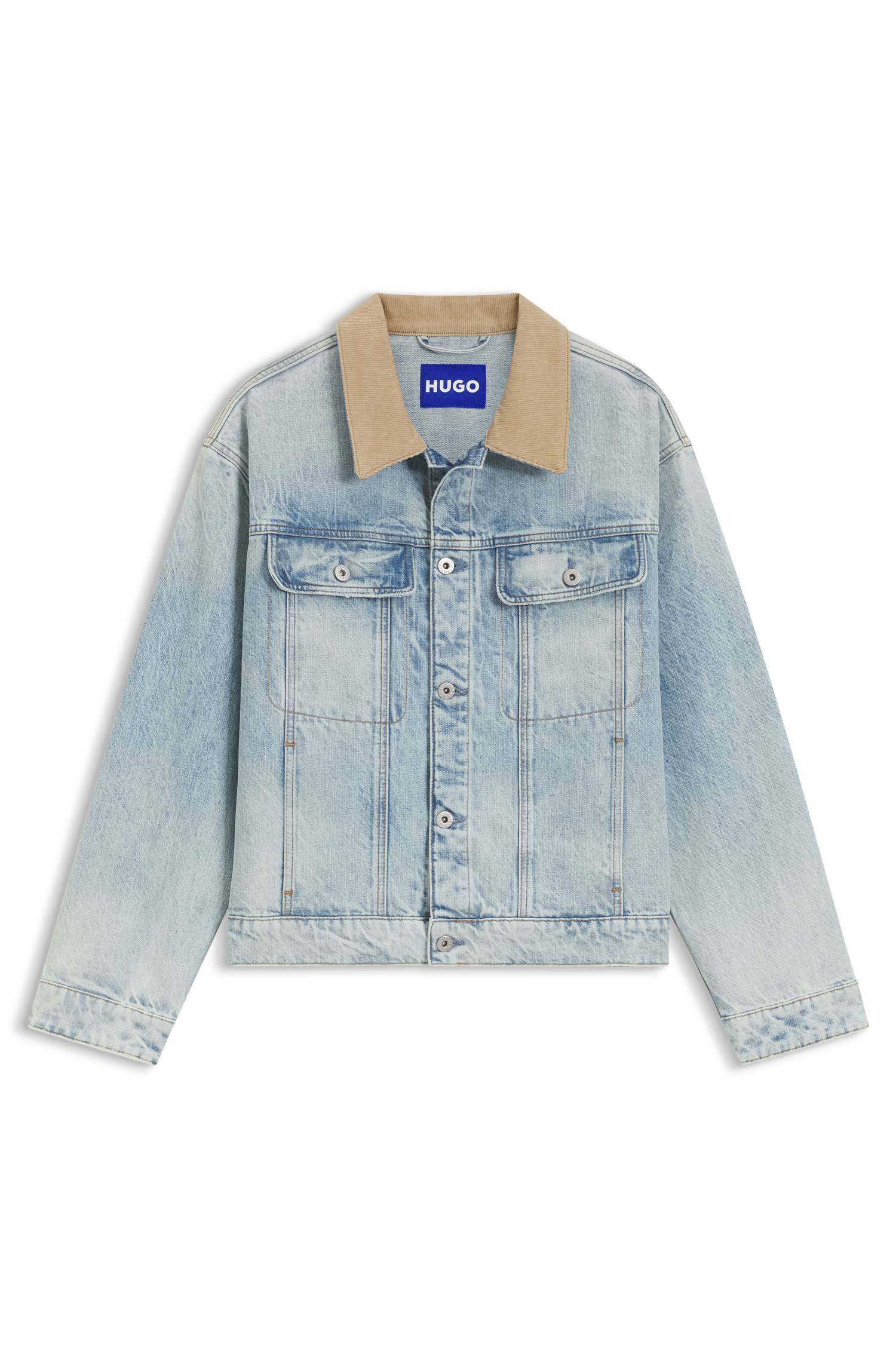 Hugo Relaxed-fit cotton jacket with corduroy collar jackor herr – bild 4