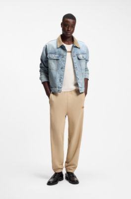 Giacca relaxed fit in cotone con colletto in velluto a coste, Celeste