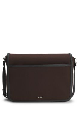 Messenger bag with logo lettering, Dark Brown