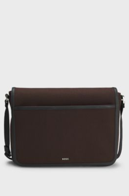 Messenger bag with logo lettering, Dark Brown