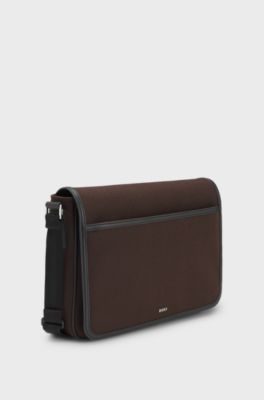 Messenger bag with logo lettering, Dark Brown