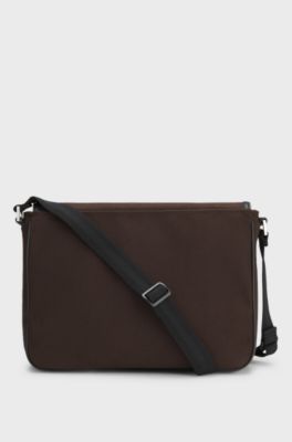 Messenger bag with logo lettering, Dark Brown