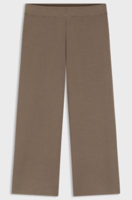Knitted trousers in stretch fabric, Brown