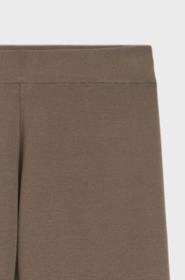 Knitted trousers in stretch fabric, Brown