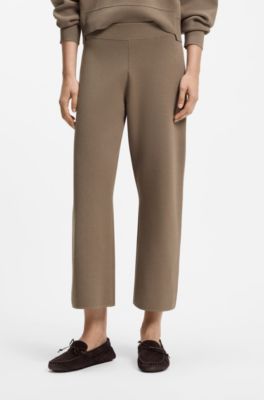 Knitted trousers in stretch fabric, Brown