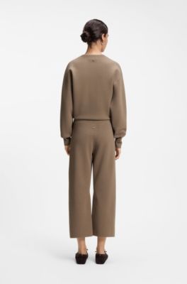 Knitted trousers in stretch fabric, Brown