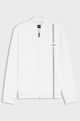 Active zip-up sweatshirt with moisture management, White