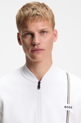 BOSS - Active zip-up sweatshirt with moisture management - White